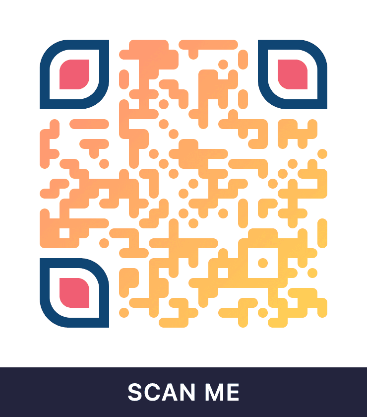 Sample QR code with a caption underneath