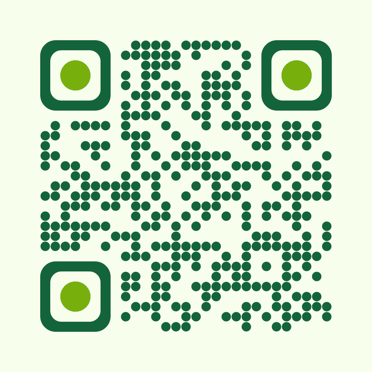 Sample QR code with green circular dots