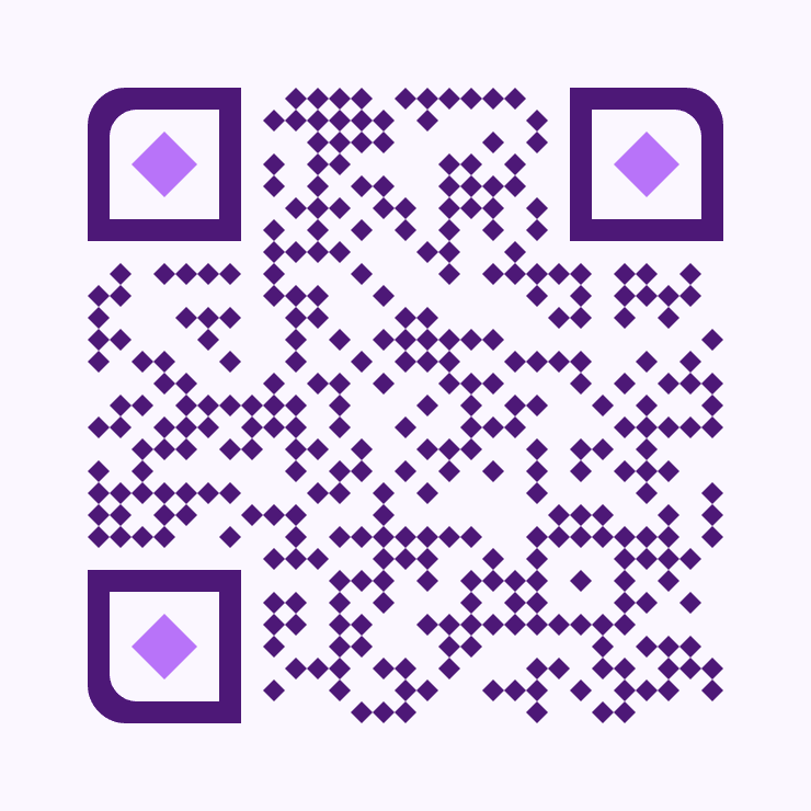 Sample QR code with plum diamond modules